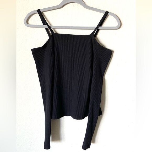 Reformation Black Crop Top Stretch Ribbed Size S - Picture 8 of 10